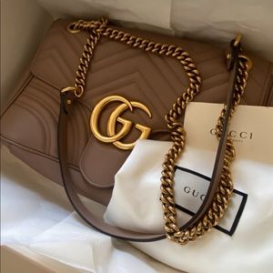 Gucci marmont medium dusty pink leather